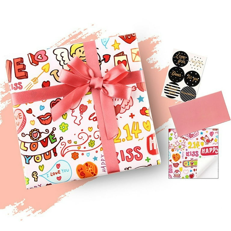 Recyclable Wrapping Paper Birthday Christmas Wrapping Paper Kits  Valentine'S Day Wrapping Paper Colorful Gift Wrapping Paper Holiday Party  Gift Love Heart Paper Clear Boxes for Packaging Lip Gloss 