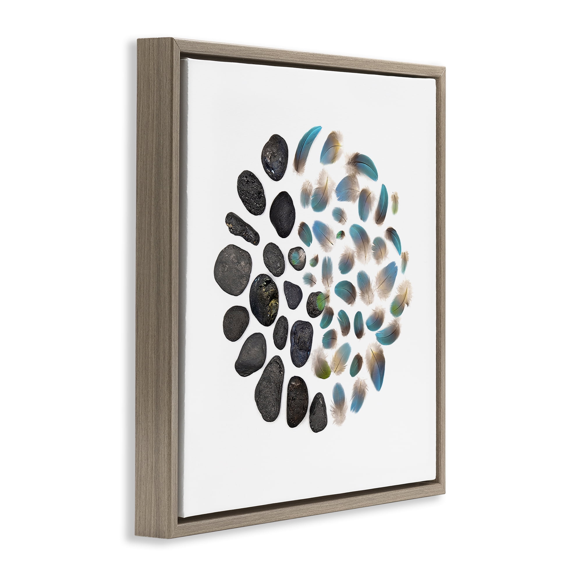 Stupell Industries Feathers & Rocks Collection Brown Framed Floater Canvas Wall Art, design by Beth Adoette