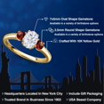 thumbnail image 2 of Gem Stone King 10K Yellow Gold White Moissanite and Red Garnet Engagement Ring for Women | 1.30 Cttw | Oval 7X5MM | Gemstone Birthstone | Size 5, 2 of 7
