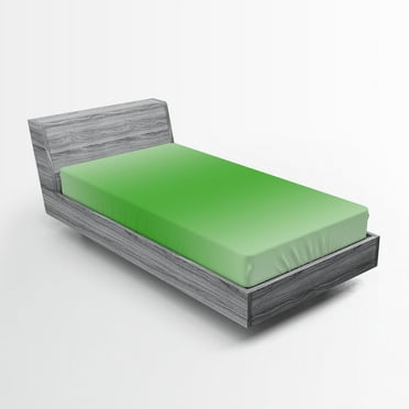 Ambesonne Ombre Fitted Sheet, Moss Leaf Spring Theme, Twin Size, Green