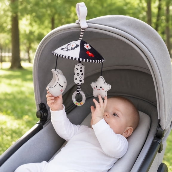 Plumora Musical Plush Mobile for Crib and Stroller - Star Cloud Moon Design, Crib Toys Hanging, Car Seat Toys, Soft Stuffed Animal Decor, Soothes Baby with Gentle Melodies.