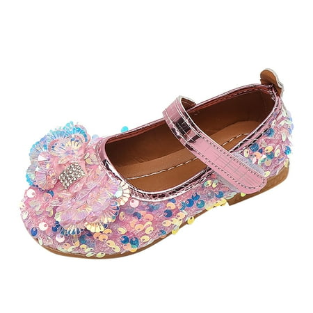 

Toddler Kids Shoes Fashion Autumn Girls Casual Shoes Flat Lightweight Sequins Bow Cute Shiny Dress Shoes