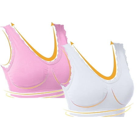 Tao Tao Womens 2 Pack Bra - Wireless Bra Pack  Solid Color Seamless Bra Pink 3XL