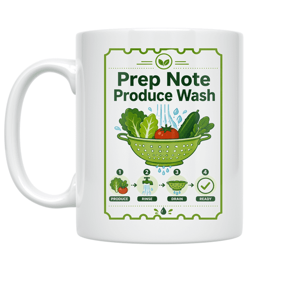 Prep Note Produce Wash Reminder - Kitchen Enthusiast - 11 oz Ceramic Coffee Mug