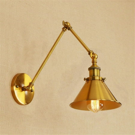 Collection Antique Brass Fixture E26/E27 Brass Retro Industrial Wall Light Lamp Swing Arm Sconce Light Fixture Loft Metal Lampshade Home Decor Christmas Gift ()