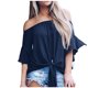 thumbnail image 1 of Mujeres Sólido Sexy Fuera del hombro Cuello 3/4 Campana acampanada Manga anudada Camisa Tops Fridja  hj337, 1 of 6
