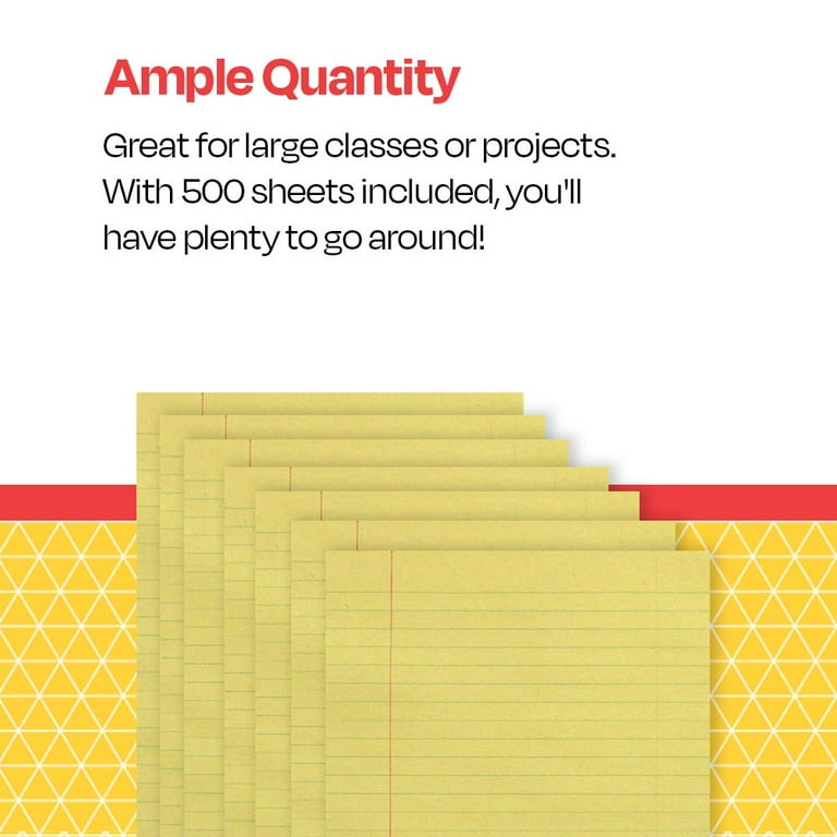 School Smart Newsprint Paper with Red Margin, 8 x 10-1/2 Inches, Yellow,  500 Sheets 
