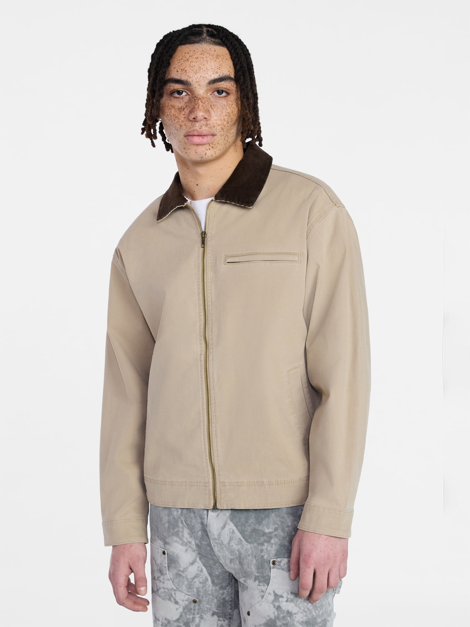 No Boundaries Full Zip Work Jacket with Long Sleeves, Men's XS-5XL
