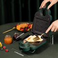 thumbnail image 2 of Máquina de desayuno, máquina de desayuno sándwich, temporizador multifunción, máquina para hacer gofres ligera, tostado a presión, 220 V, verde brillar Electrónica, 2 of 5