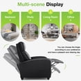 thumbnail image 5 of ZUNMOS Massage Recliner, Small Recliner Sofa, with Cushioned Seat and Massage Backrest, Remote Control, Suitable for Home Theater Living Room, Bedroom, Black, 5 of 7