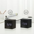 thumbnail image 5 of ✪ Wood Cube Voice Control Alarm Clock Bedside Table Square Clock Multipurpose, 5 of 21