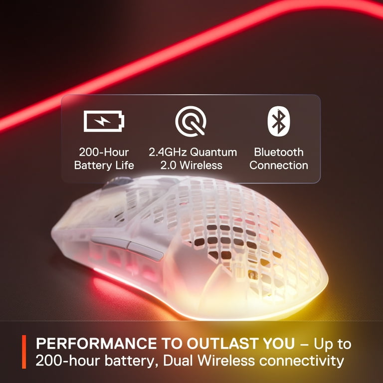 PC周辺機器 steelseries AEROX3 WIRELESS ghostedition SteelSeries Aerox 3 Wireless - Holey RGB Gaming Mouse with