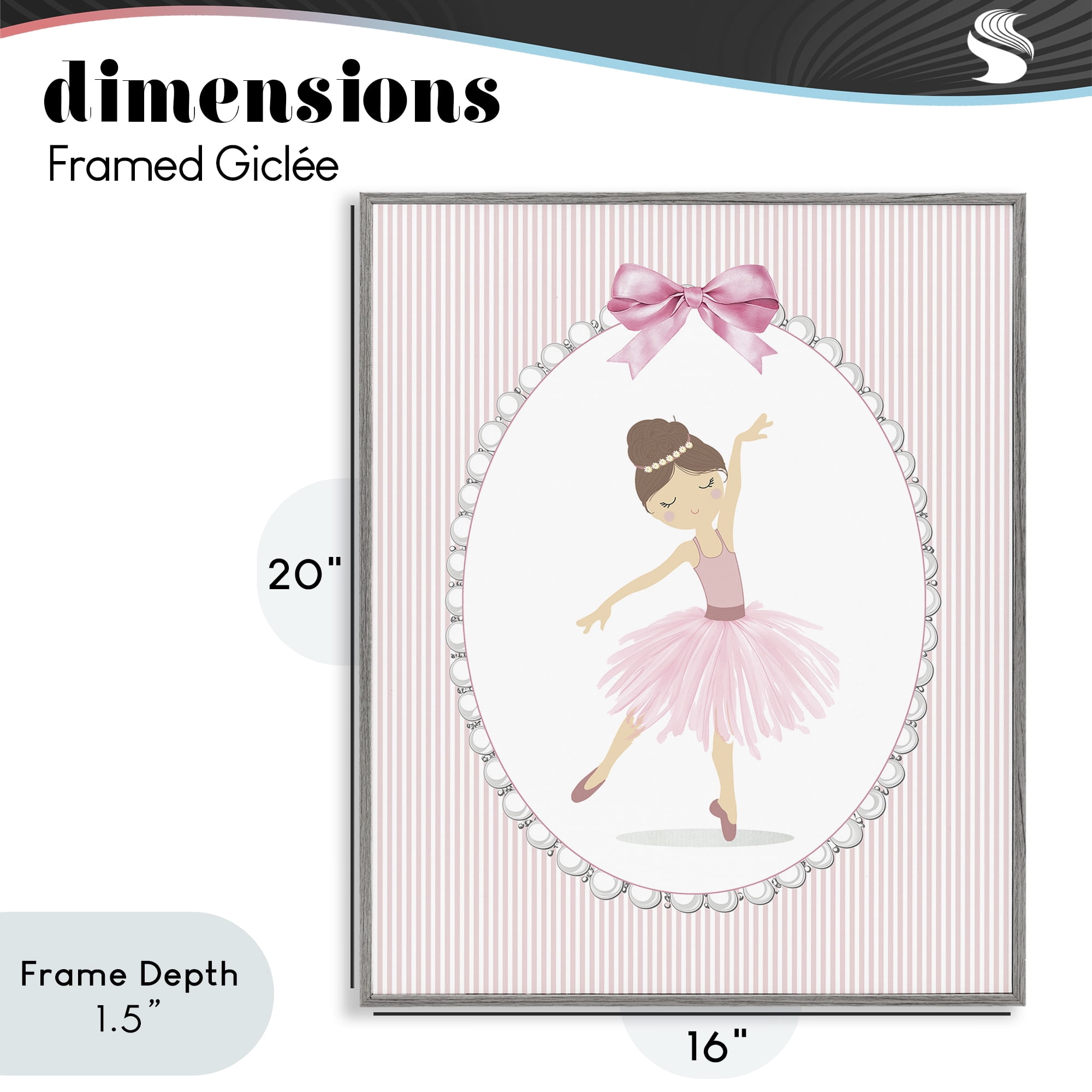 Stupell Industries Delicate Dance on Stripes Gray Framed Giclee Art, design by Christine Simpson Art