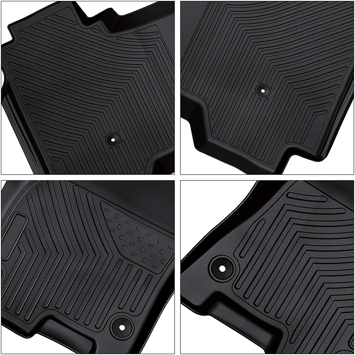 RVNI TPE Rubber Front and Rear Floor Mats Set for 2019 2020 2021 2022 2023 2024 Dodge Ram 1500 Crew Cab All-Weather