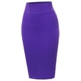 thumbnail image 1 of A2Y Women's Basic Solid Ponte Knee Length Slit Techno Span High Waist Pencil Skirt Purple 3XL, 1 of 3