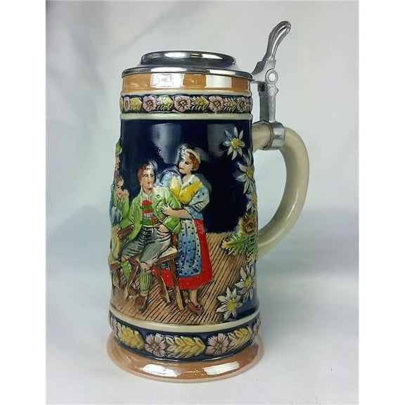 Jiallo Ceramic Stein with SoLid Flat Lid, Pewter