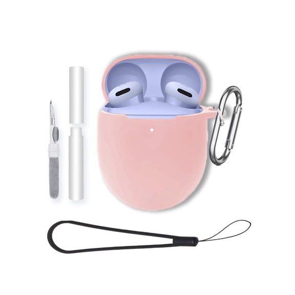 Soft Silicone Protective Case for Google Pixel Buds 2a,Shockproof & Anti-Scratch Cover with Keychain,Lanyard & Cleaning Kit,Anti-Lost & Dustproof Protector-PINK