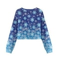 thumbnail image 5 of COEQINE Oversized Girls Crop Sweatshirt, Long Sleeve Comfy Crewneck Pullover, Loose Fit Dropped Shoulder Top for Casual Streetwear Age 5-6, Snowflake Blue, 5 of 7