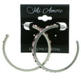 thumbnail image 2 of Hoop Earrings with Pink And Red Colored Crystal Accents Silver-Tone, 2 of 2