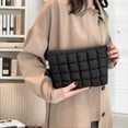 thumbnail image 3 of Soft Checkered Quilted Puffy Makeup Bag for Women, Aesthetic Puffer Cosmetic Bag Pouch for Purse (Hot Pink), 3 of 13