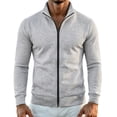 thumbnail image 7 of XRoczxe Men's Full Zip Up Track Jacket, Stand Collar Solid Color Sweatshirt, Casual Long Sleeve Lightweight Coat with Pockets for Spring Fall Daily Wear, 7 of 7