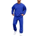 thumbnail image 2 of Dwellite Men’s 2 Piece Sweatsuit Set 2026 Crewneck Sweatshirt and Joggers Sets Casual Athletic Workout Lounge Outfit with Pockets Blue 3XL, 2 of 7