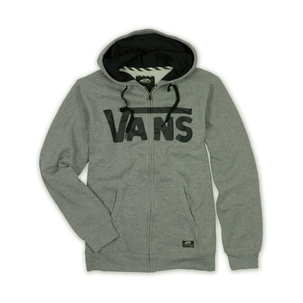 Vans - Sudadera con capucha y cremallera completa con bolsillo de canguro para hombre, gris, grande Vans Sudadera