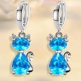 thumbnail image 4 of yuehao accessories earrings fashion earrings stainless steel round earrings women creative earrings diamond dangling earrings for women blue, 4 of 5