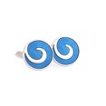 thumbnail image 2 of Perfect-Cufflinks Round Turquoise Blue Swiril Cufflinks, 2 of 3