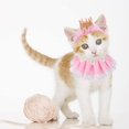 thumbnail image 2 of Cat Princess Costumes Pink Cat Crown Hat & Pink Lace Bandana Scarf Set, Puppy Part Hat for Small Dogs & Cat, Pink Outfit for Cats and Small Dogs Birthday Party, 2 of 6