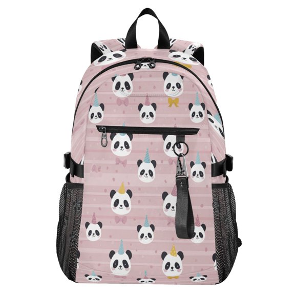 Full‑Print Casual Laptop Backpack, 20L Water‑Resistant Twill Tote Daypack with 14 Inch Computer Compartment for School Business Travel Panda Pattern Beautiful