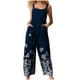 thumbnail image 2 of ICHUANYI Clearance Fashion Womens Pockets Printing Cold Shoulder Suspender Cami Pants Button Jumpsuit(Navy, M) ICHUANYI WER2023080909474, 2 of 5