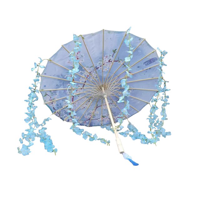 Paraguas de papel aceitado chino japonés, sombrilla oriental de papel aceitado para fotografía Azul