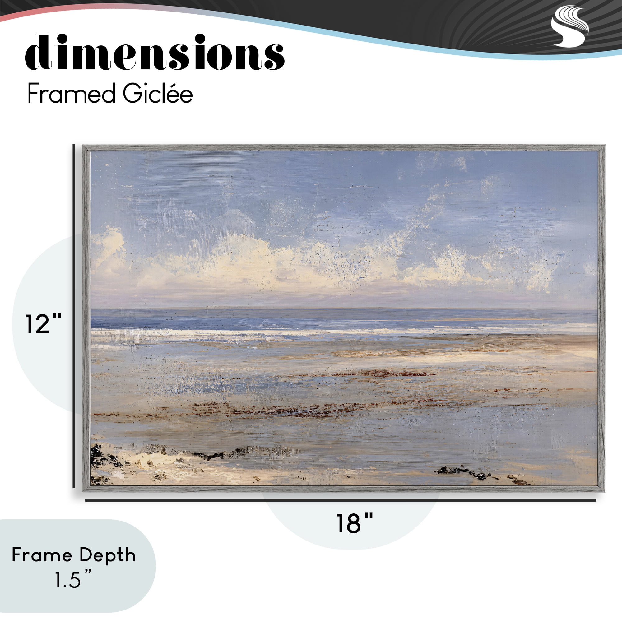 Stupell Industries Rustic Ocean Horizon Impression Gray Framed Giclee Art, design by Jacky Ngan