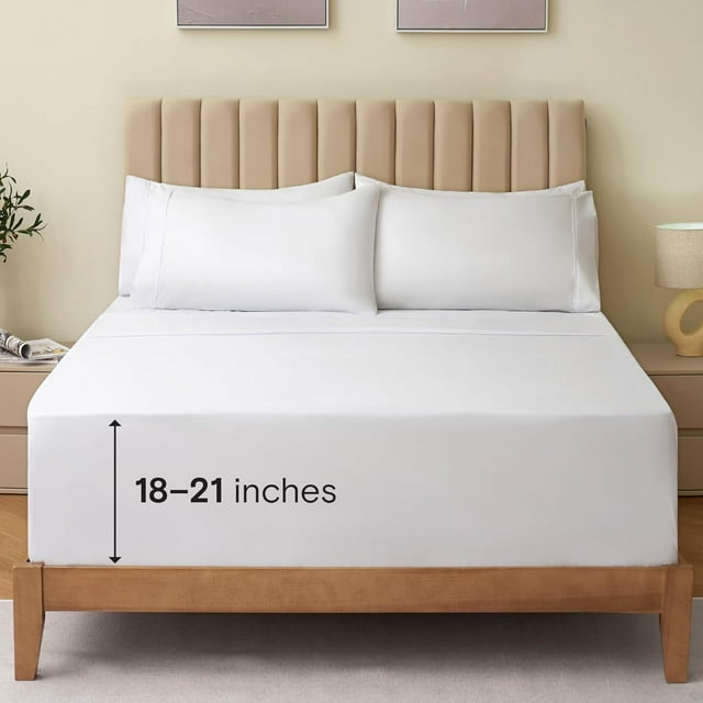 PC Queen Sheet Set Bed Sheets Queen Size Deep Pockets ” Wrinkle Cooling Bed Sheets Machine Washable Hotel Bedding Silky Soft Queen