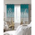 thumbnail image 4 of Starfish Kitchen Curtains Coastal Coral Ocean Turquoise Brown Wooden Cafe Short Curtains for Bathroom Blackout Window Curtain Grommet Small Window Treatment Drapes for Bedroom Living Room 42"x45"x2, 4 of 9