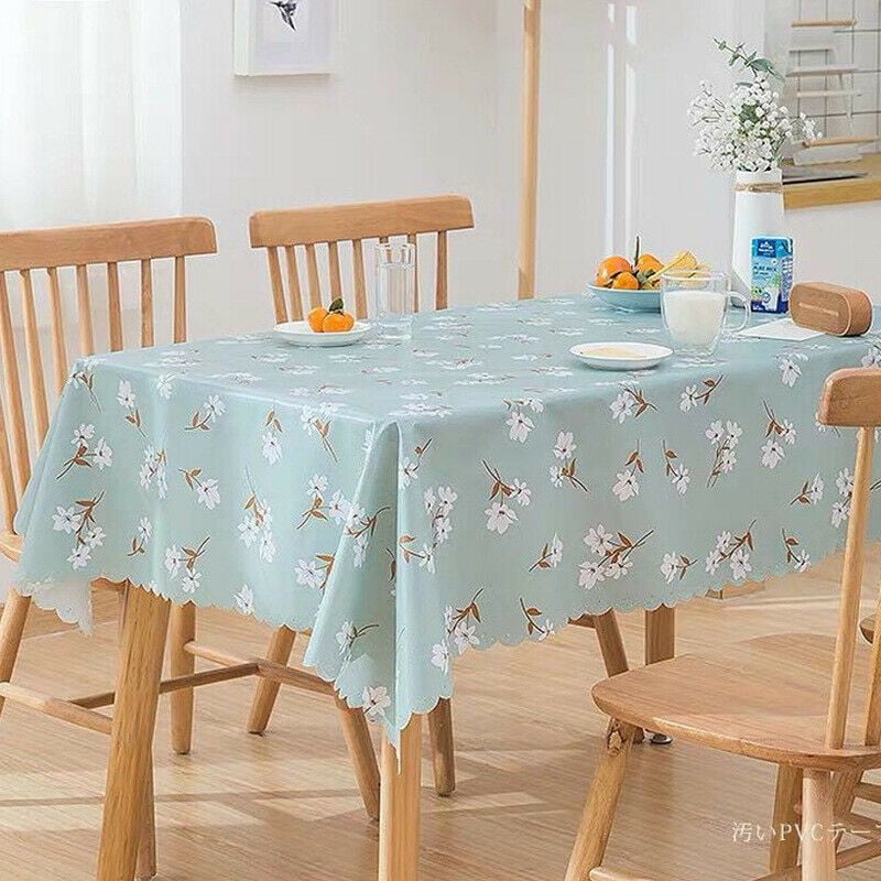 LEEVAN Heavy Weight Vinyl Square Table Cover Wipe Clean PVC Tablecloth Oil-Proof 