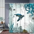 thumbnail image 2 of SUNOLIFE Sea Turtle Shower Curtain,Ocean Nautical Coastal Octopus Fabric Bathroom Curtain with Hooks,60x72 in, 2 of 4