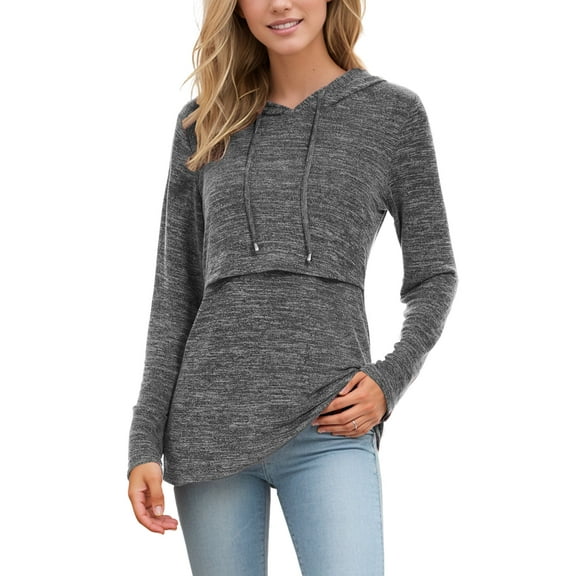 Women's Long Sleeve Maternity Nursing Tops Breastfeeding Shirt Hoodie