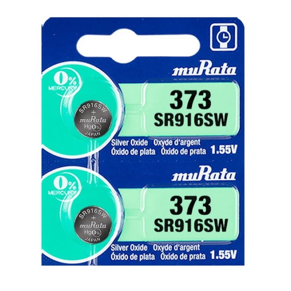 Murata 373 Battery 1.55V Silver Oxide Watch Button Cell (2 Batteries)