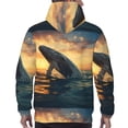 thumbnail image 7 of Wukai Sunset Ocean Whale Print Men Hoodies Fleece Sweatshirts Long Sleeve Sweaters Pullover Fall Outfits Winter Clothes-4X-Large, 7 of 7
