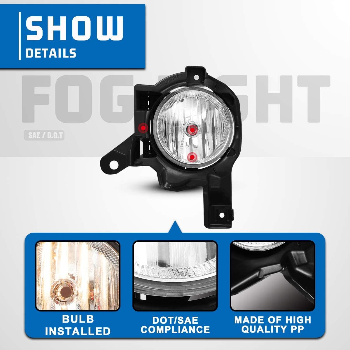 Fog Lights Assembly for Toyota RAV4 2013 2014 2015,OEM Replacement Fog Lamps Clear Lens with Bulbs-H16 12V 19W