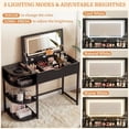 thumbnail image 5 of Homieasy Makeup Vanity Desk with Flip Top Mirror and Lights, 2-in-1 Modern Vanity Table with Charging Station and Side Storage Shelves, Space Saving Dressing Table for Small Spaces, Black, 5 of 10