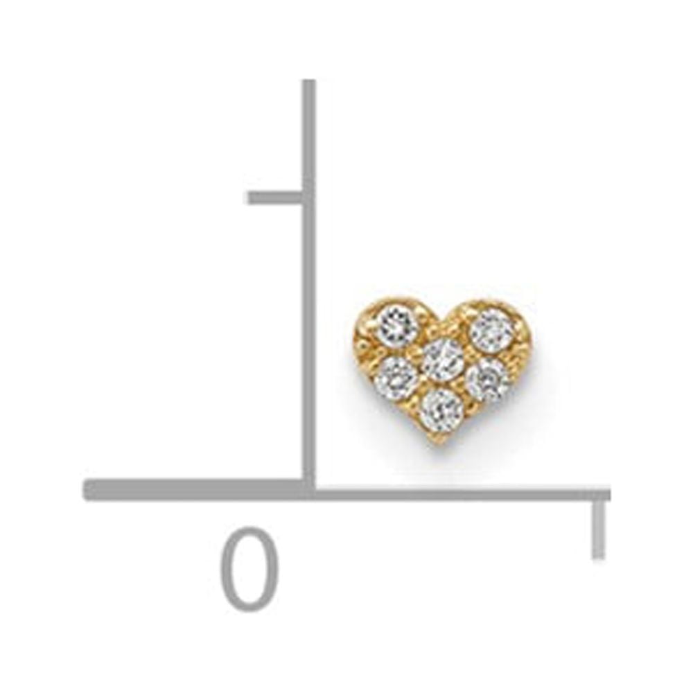 14K Yellow Gold Labrets 9 mm 4 14K CZ Heart Labret Face Jewelry