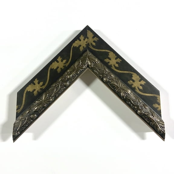 2" Readymade Wood Picture Frame (Black and Brass Leaf) (8x8, Add Acrylic & Backing)