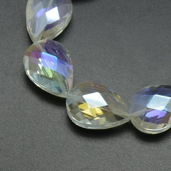 Electroplate Crystal Glass Teardrop Beads Strands Faceted AB Color Plated 24x17x11mm Hole: 1mm about 30pcs/strand 28.3 inch