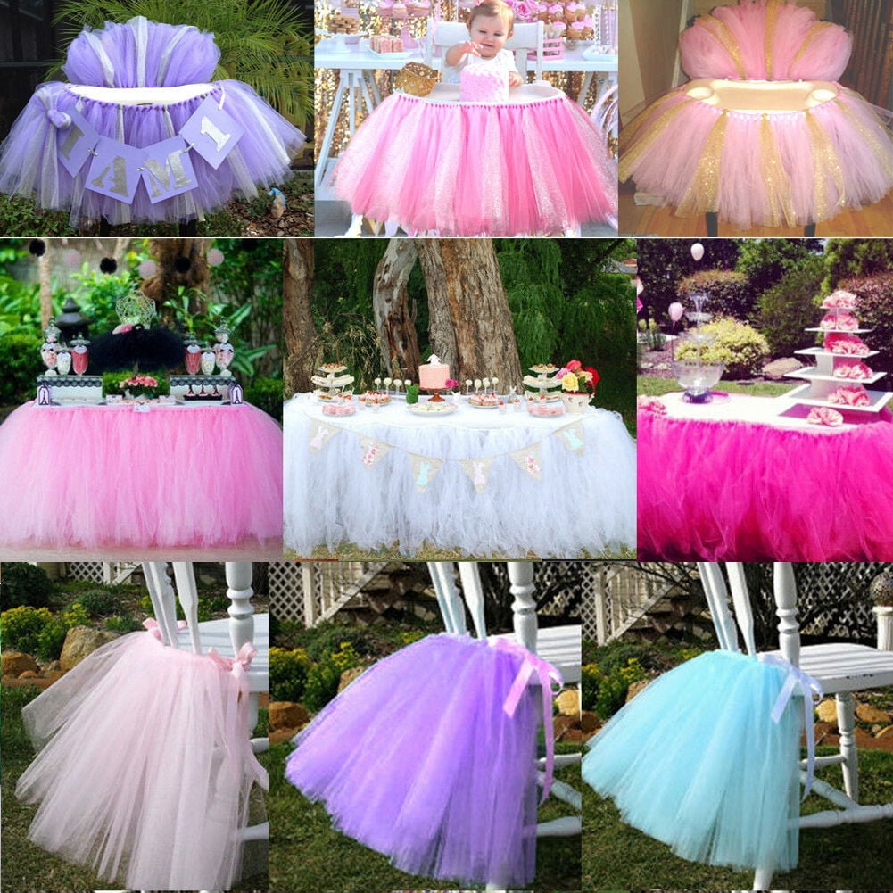 DIY Tulle TUTU Table Skirt Tableware Wedding Party Baby Shower Birthday Decor 