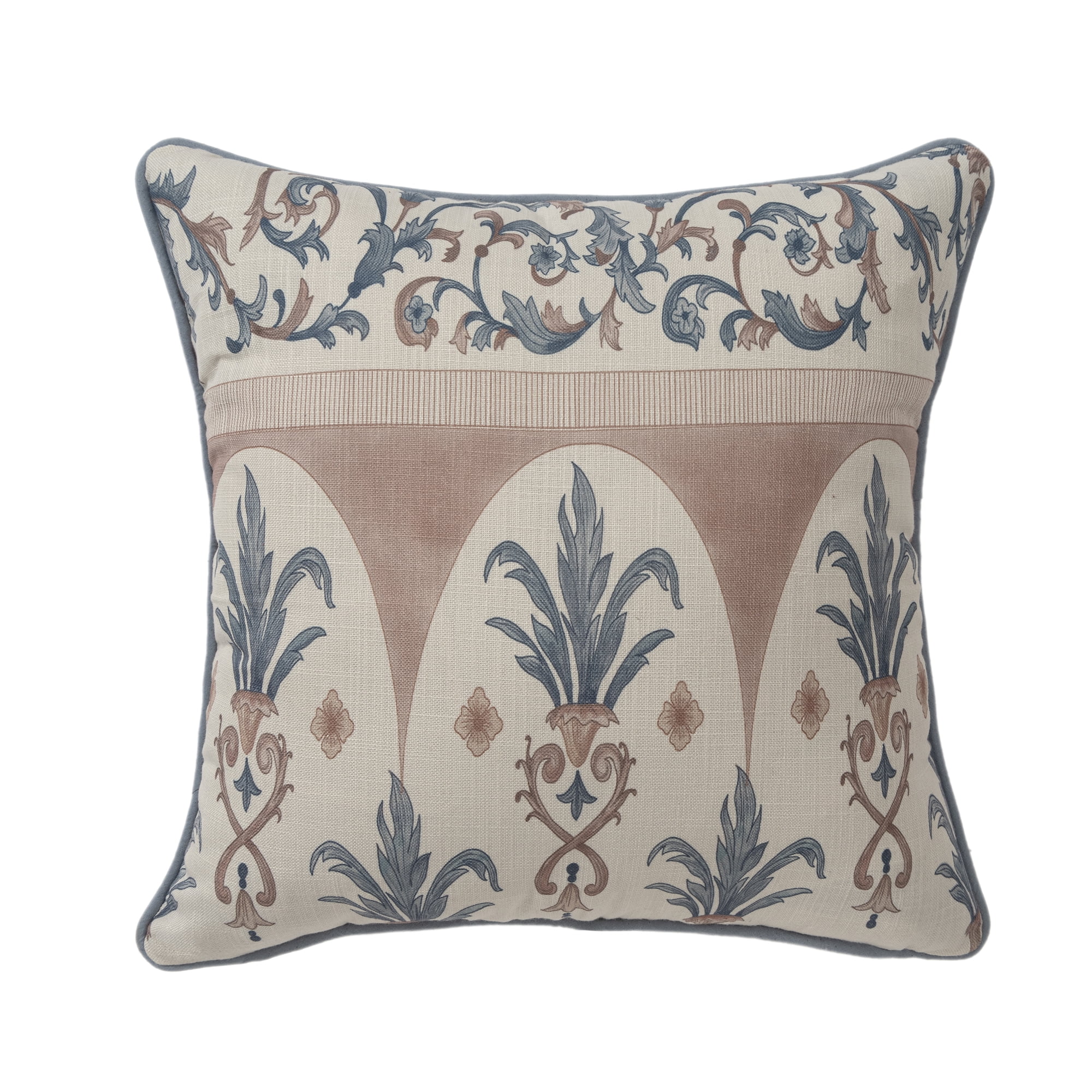 Harlow Hill Alton 20" x 20" Blue/Clay Damask Recycled P.E.T. Decorative Throw Pillow