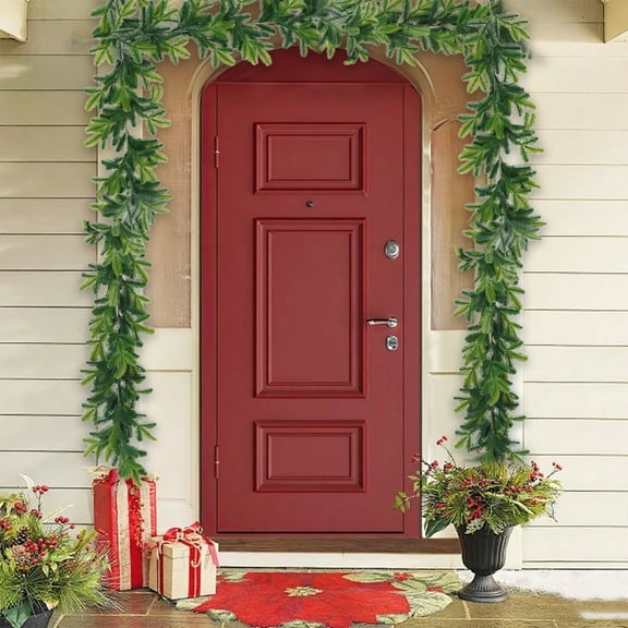 AuroraX 5.9 ft Christmas Garland, Green Pine Christmas Party Vines, Stairs Home Fireplace Room Decor