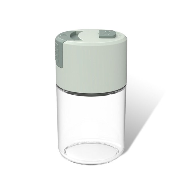 Naiovety Botellas de vidrio a prueba de polvo, tarros de especias para condimentos, contenedor agitador, dispensadores cuantitativos de sal, Cocina y Comedor Verde